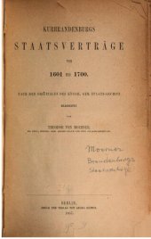 book Kurbrandenburgs Staatsverträge von 1601 bis 1700