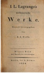 book J. L. Lagranges mathematische Werke