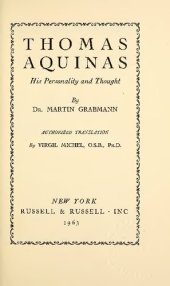 book Thomas Aquinas - His Personality and Thought