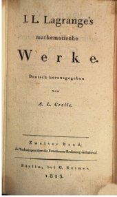 book J. L. Lagranges mathematische Werke