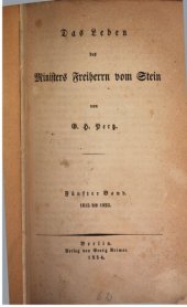 book Das Leben des Ministers Freiherrn vom Stein / 1815 bis 1823