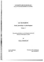 book Le Mangbetu: étude phonétique et phonologique