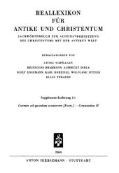 book Reallexikon für Antike und Christentum: Sachwörterbuch zur Auseinandersetzung des Christentums mit der antiken Welt. Supplement-Lieferung 11, Carmen ad quendam senatorem [Forts.] - Constantius II