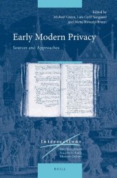 book Early Modern Privacy: Sources And Approaches