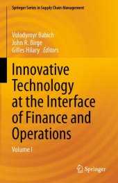 book Innovative Technology at the Interface of Finance and Operations: Volume I