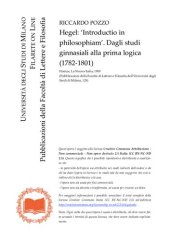 book Hegel: ‘Introductio in philosophiam’. Dagli studi ginnasiali alla prima logica (1782‑1801)