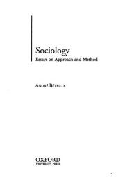 book Sociology: Essays on Approach and Method