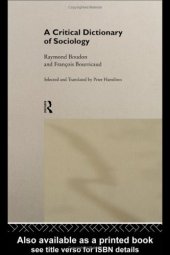 book A Critical Dictionary of Sociology