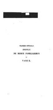 book Epistolae de rebus familiaribus et Variae