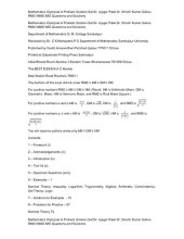 book Mathematics Olympiad A Problem Solution Set Dr. Ujagar Patel Dr. Shishir Kumar Sahoo RMO INMO IMO Questions and Solutions