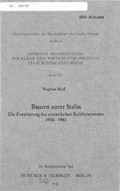 book Bauern unter Stalin : Die Formierung des sowjetischen Kolchossystems 1930-1941