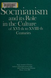 book Socinianism and Its Role in the Culture of XVI-th to XVIII-th Centuries