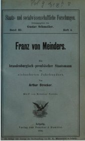 book Franz von Meinders : Ein brandenburgisch-preußischer Staatsmann im siebzehnten Jahrhundert