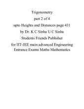 book Trigonometry part 2 of 4 upto Heights and Distances page 431 by Dr. K C Sinha U C Sinha Students Friends Publisher for IIT-JEE main advanced Engineering Entrance Exams Maths Mathematics