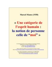 book Une catégorie de l'esprit humain: la notion de personne celle de "moi"