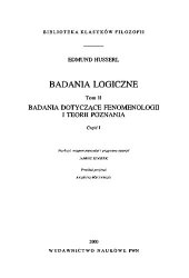 book Badania logiczne, T. 2 Badania dotyczące fenomenologii i teorii poznania. Cz. 1