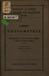 book Lambert's Photometrie (Photometria sive de mensura et gradibus luminis, colorum et umbrae) (1760)