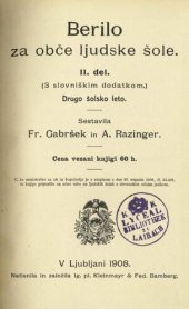 book Berilo za obče ljudske šole. II. del. (S slovniškim dodatkom.) Drugo šolsko leto