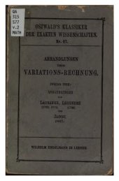 book Abhandlungen über Variationsrechnung (1762, 1779), (1786), (1837)