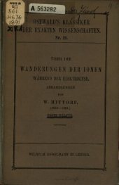 book Über die Wanderungen der Ionen während der Elektrolyse (1853-1859)