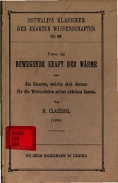 book Über die bewegende Kraft der Wärme und die Gesetze, welche sich daraus für die Wärmelehre selbst ableiten (1850)