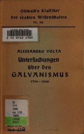 book Untersuchungen über den Galvanismus 1796 bis 1800