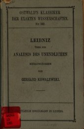 book Leibniz über die Analysis des Unendlichen:  Eine Auswahl Leibnizscher Abhandlungen