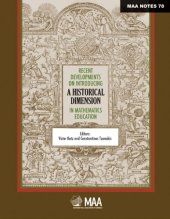 book Recent Developments on Introducing a Historical Dimension in Mathematics Education