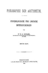 book Philosophie der Arithmetik. Psychologische und logische Untersuchungen