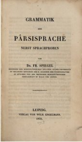 book Grammatik der Parsisprache nebst Sprachproben