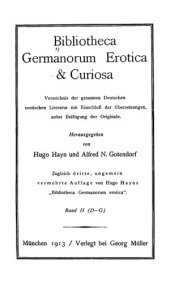 book Bibliotheca Germanorum, Erotica & Curiosa 2 : D-G