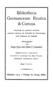 book Bibliotheca Germanorum, Erotica & Curiosa 1 : A-C