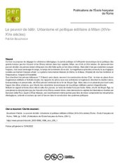 book Le pouvoir de bâtir. Urbanisme et politique édilitaire à Milan (XIVe-XVe siècles)