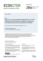 book Einfluss von Kommunikationsmaßnahmen mit CSR-Bezug auf die Einstellung zur Marke: Entwicklung und Überprüfung eines konzeptionellen Modells