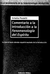 book Comentario a la Introducción a la Fenomenología del Espíritu