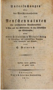 book Untersuchungen über die Verschiedenheiten der Menschennaturen (die verschiedenen Menschenarten) in Asien und den Südländern, in den Ostindischen und Südsee-Inseln