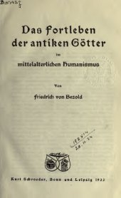 book Das Fortleben der antiken Götter im mittelalterlichen Humanismus