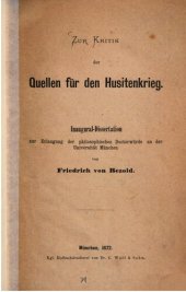 book Zue Kritik der Quellen für den Husitenkrieg [Hussitenkrieg]