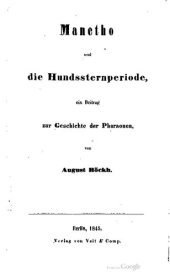 book Manetho und die Hundssternperiode, ein Beitrag zur Geschichte der Pharaonen