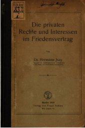 book Die privaten Rechte und Interessen im Friedensvertrag