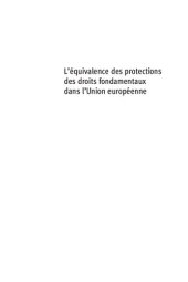 book L'équivalence des protections des droits fondamentaux dans l'Union européenne