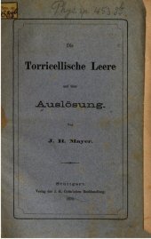 book DieTorricellische Leere und über Auslösung