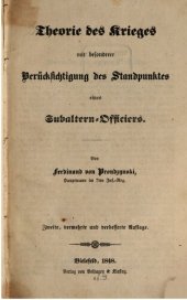 book Theorie des Krieges mit besonderer Berücksichtigung des Standpunktes eines Subaltern-Ofiiziers