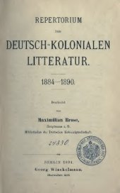 book Repertorium der deutsch-kolonialen Literatur 1884-1890