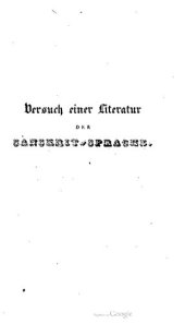 book Versuch einer Literatur der Sanskrit-Sprache