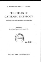 book Principles of Catholic Theology: Building Stones for a Fundamental Theology