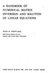 book A Handbook of numerical Matrix inversion and Solution of linear equations