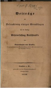 book Beiträge zur Beleuchtung einiger Grundlagen für die künftige Wehrfassung Deutschlands