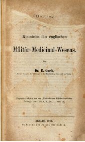 book Beitrag zur Kenntnis des englischen Militär-Medizinalwesens