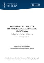 book Análisis del Glosario de peruanismos de Rubén Vargas Ugarte (1953)